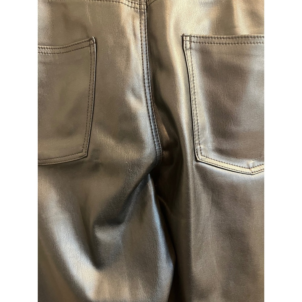 Zara Faux Leather Pants Womens 8 Black High Waisted Straight Leg 5-Pocket Moto - Picture 9 of 10